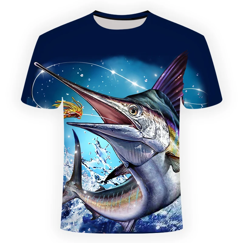 

Summer New Outdoor Nature Theme T-Shirts Unisex 3D Fashion Printing Carp Fishing Leisure O-Neck Streetwear Large Size 110-6XL