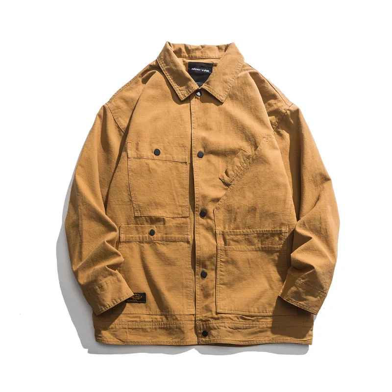 

color shirt spring work new solid men's fashion brand Street loose couple leisure thin coat