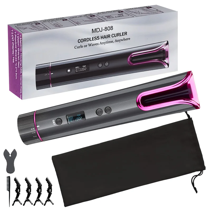 

USB Rechargeable Cordless Automatic Hair Curler iron wireless Curling Iron Air Curler for Curls Waves LCD Display Curly Tool