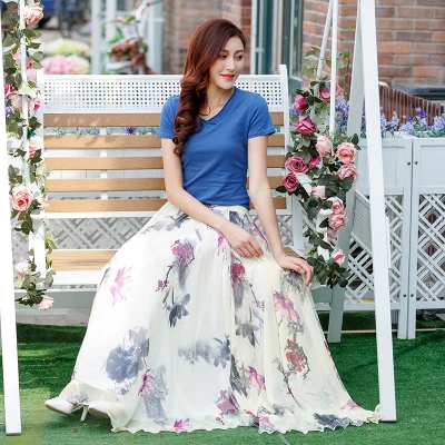 На заказ облегающие женские юбки шифоновые летние с цветочным принтом и высокой