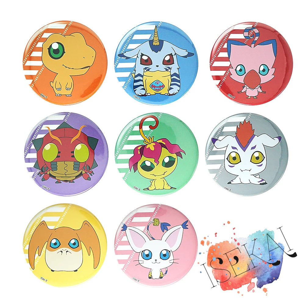 Digimons аниме металлический значок Piyomon Agumon gabumon Gatomon Patamon Palmon Gomamon Tentomon Декоративный металл значок брошь булавки