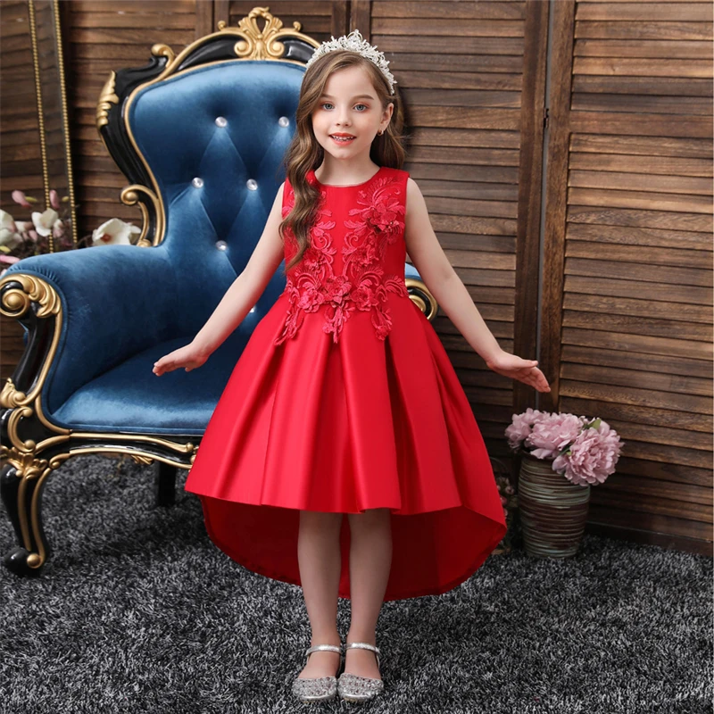 

Princess Girls Kids Dresses for Girls Tutu Lace Flower Embroidered Ball Gown Baby Girls Clothes Children Wedding Party Dress
