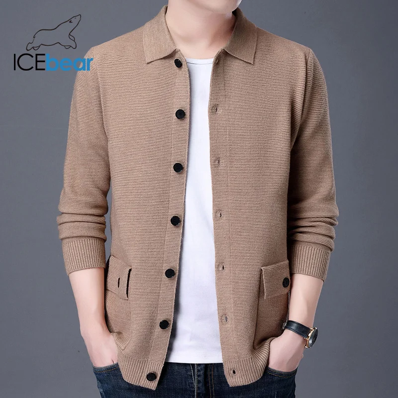 

ICEbear 2021 autumn new men's cardigan sweater lapel men's casual sweater brand men's clothing 2009