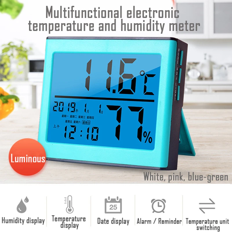 LCD Digital Temperature Humidity Meter -1 -2 Home Indoor Outdoor hygrometer thermometer Weather Station with Clock | Измерительные