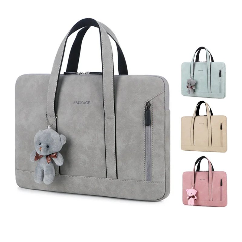 

Qulity PU Leather Laptop Bag 13 14 15.6 Inch for woman Waterproof Notebook Bag for Macbook Air Pro 13.3 15.4 Handbag Briefcase