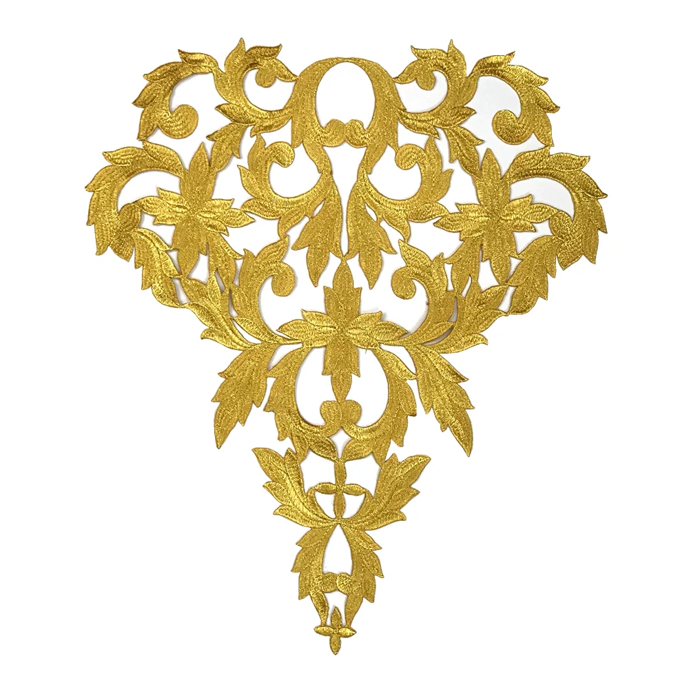 2pc Iron On Gold Baroque Applique Embroidery Patch Embroidered Patches For Clothing Clothes Sticker Parches Bordados Ropa AC1552 - купить по