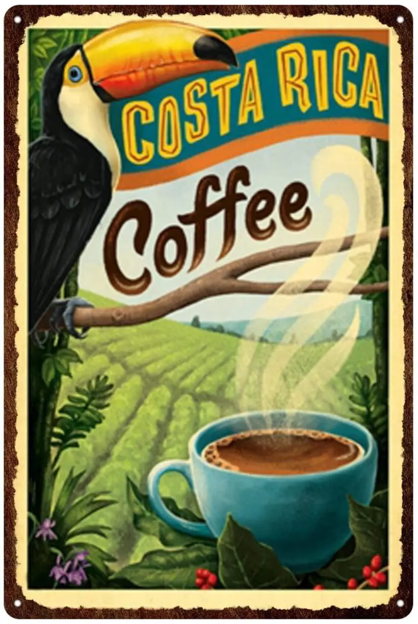 

Metal Sign Vintage Costa Rica Coffee Tin Sign Decoration Bar Bar Car Plate Wall Sticker Decoration Pin Man Cave 20x30 Cm