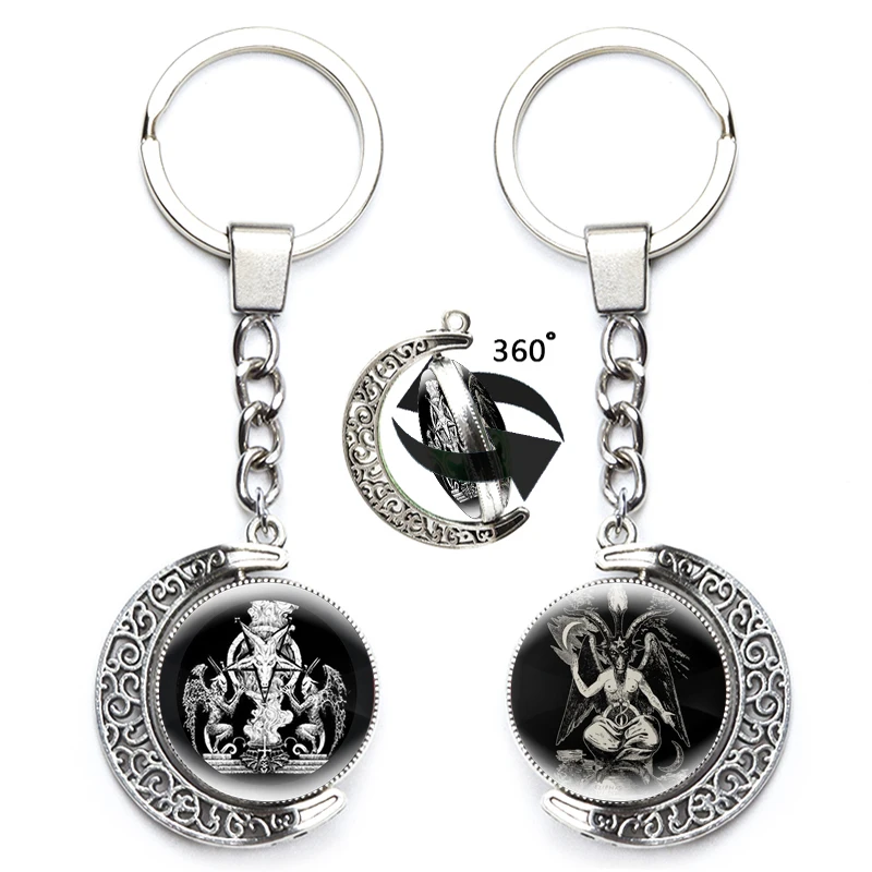 Языческий стиль звёздочка Коза в пентаграмме Вращающийся брелок на 360 градусов