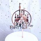 Замок акриловые Топпер для торта С Днем Рождения из розового золота на день рождения топперы на торт для вечеринки Декорации для детей Baby Shower аксессуары для тортов