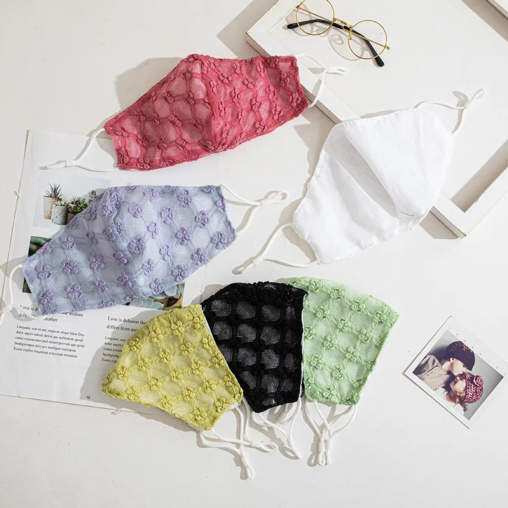 

KZ213 Natal Dust-Proof PM2.5 Floral Lace Mouth Mask Breathable Protection Washable 5 Packs