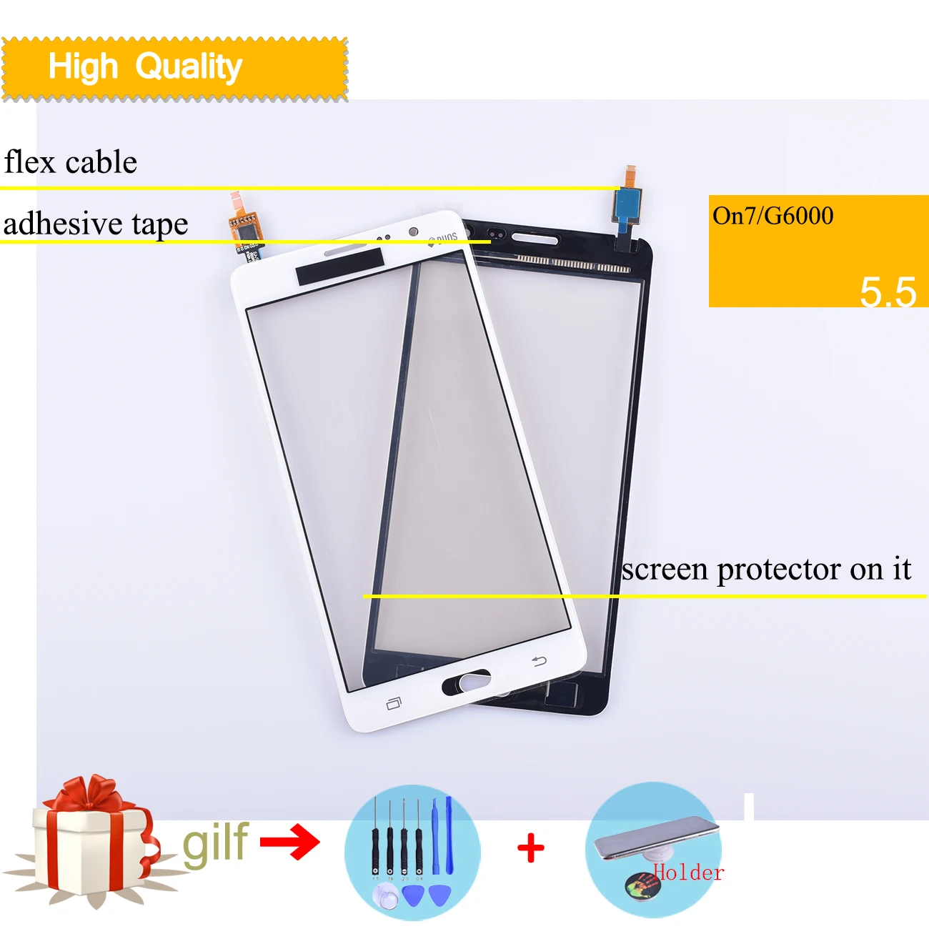 On7 For Samsung Galaxy On7 G6000 SM-G6000 5.5" Touch Screen Digitizer Sensor Outer Glass Lens Panel Black white gold