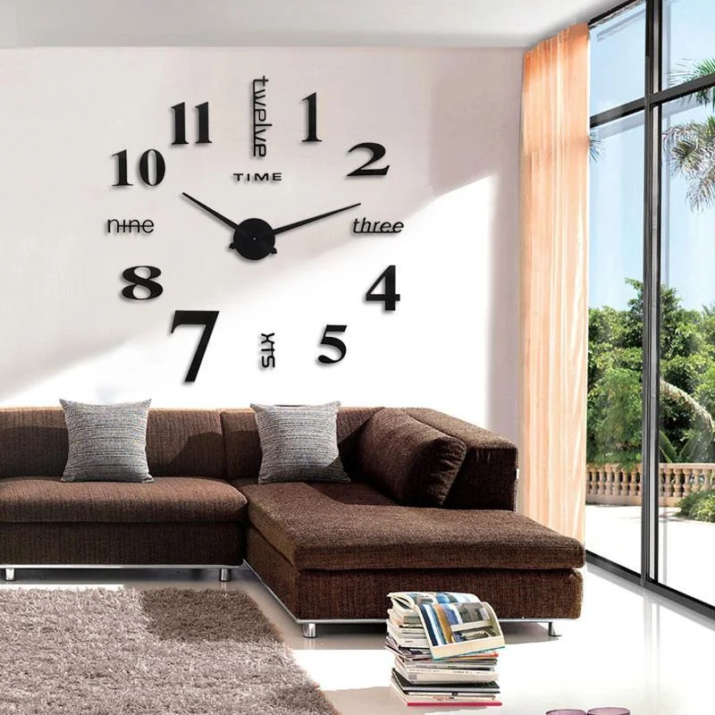 Modern Diy Punch-free Wall Clock 3d Mirror Surface Sticker Home Office Decor Clock Wall Decor Modern Home Decoration Living Room