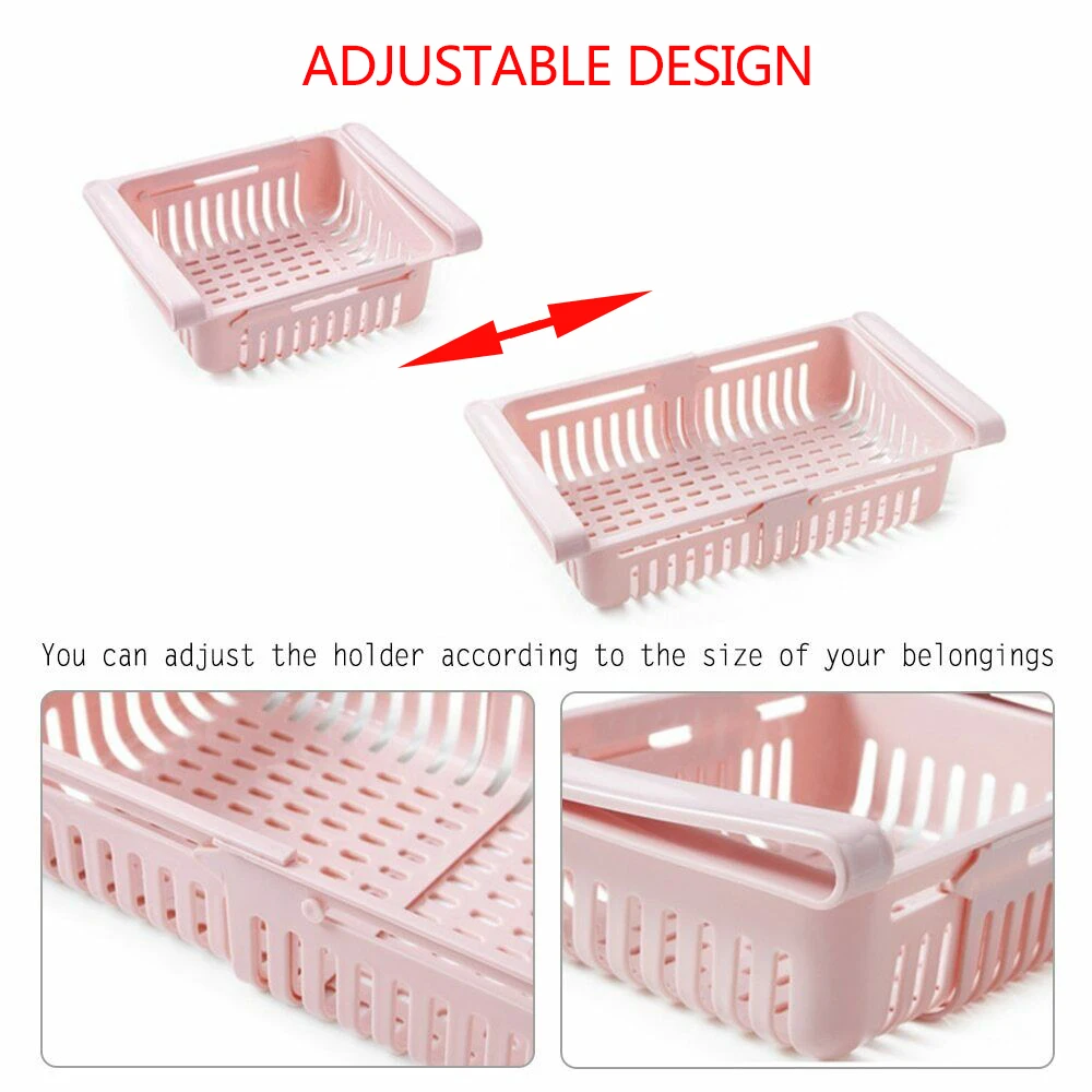 

New Adjustable Stretchable Refrigerator Organizer Drawer Basket Refrigerator Pull-out Drawers Fresh Spacer Layer Storage Racks