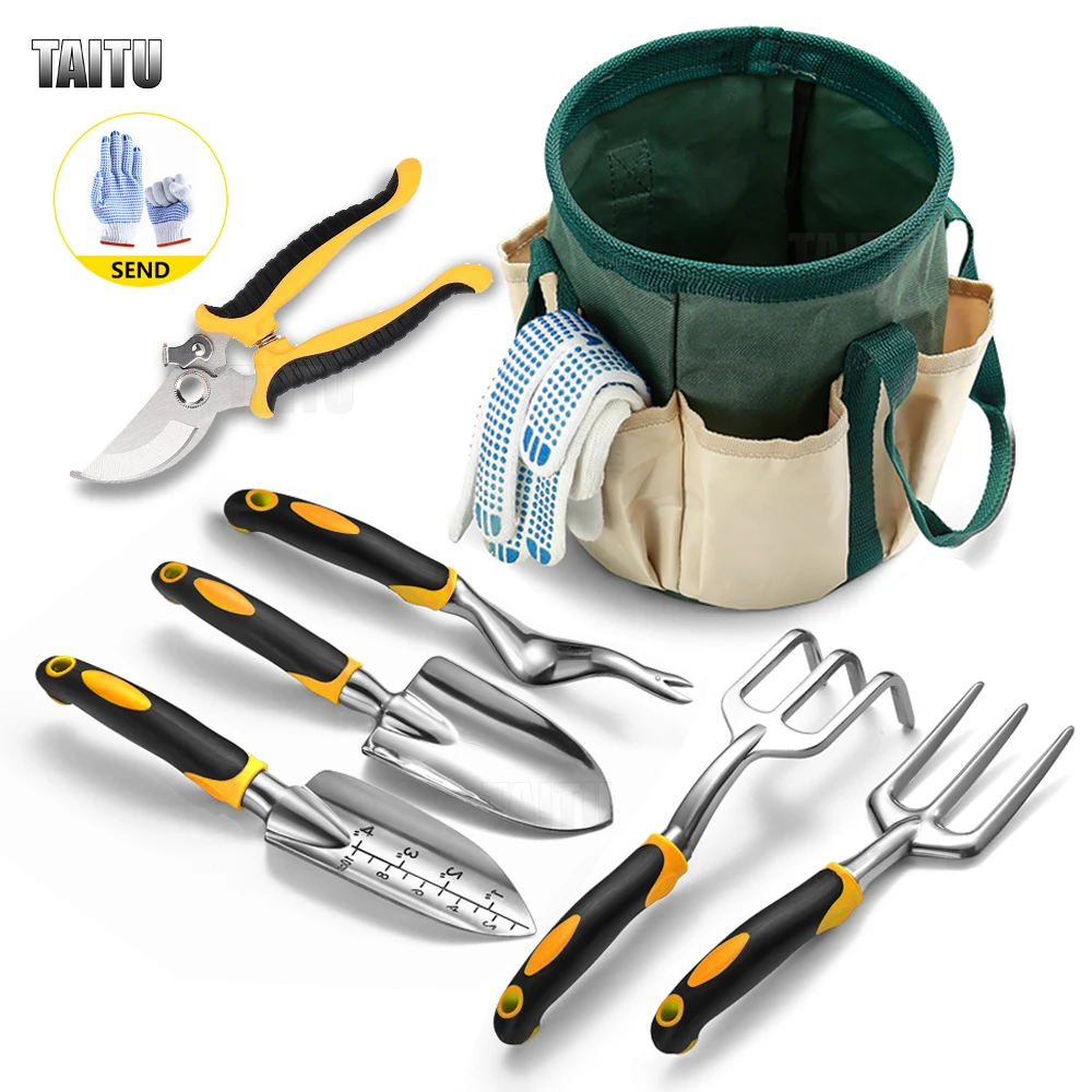 

TAITU Garden Tool Eight-Piece Set Hand Trowel Bonsai Shovel Rake Cultivator Ergonomic Handle Garden Lawn Transplant Weeder Tools