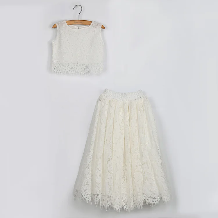 2020 новый летний кружевной комплект одежды для маленьких девочек элегантные