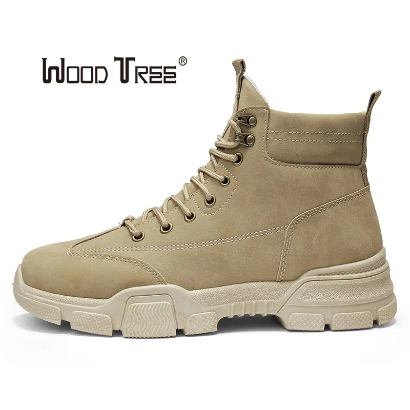 Woodtree Men Martin Leather shoes High Top Fashion Winter Warm Snow Dr. Motorcycle Ankle Boots Couple Unisex Doc boo |