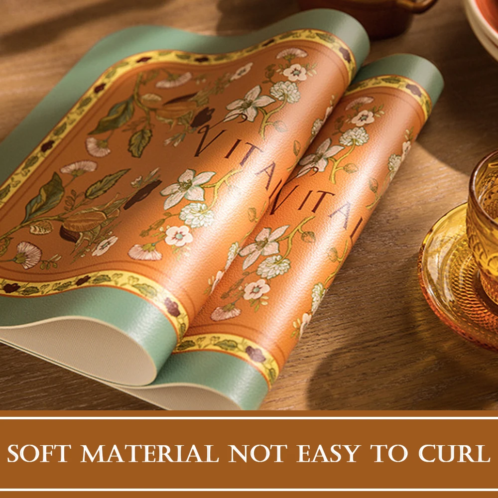 

HPDEAR Heat Resistant Tableware Table Mat Set of 2, Soft Leather Non-slip Waterproof and Oil, Easy to Clean