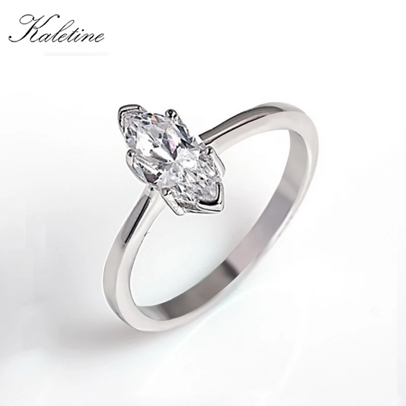 Kaletine 925 серебро кольцо маркиза сократить кубического циркония для женщины ювелирные изделия обручальные