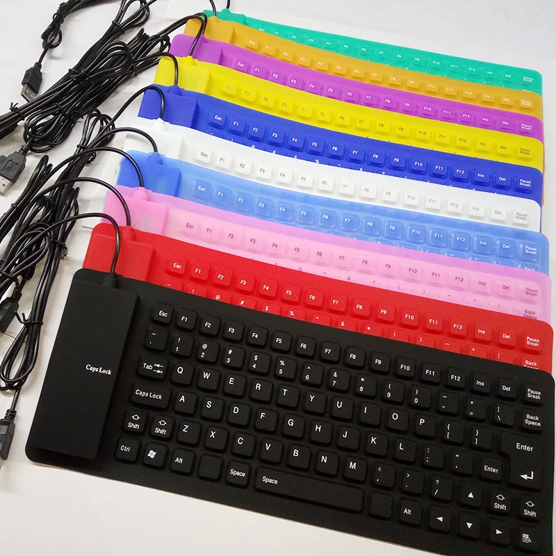 

85 Keys Portable Mini USB Keyboard Flexible Waterproof Soft Silicone Gaming Keyboard Tablet Foldable Computer Keyboard Laptop