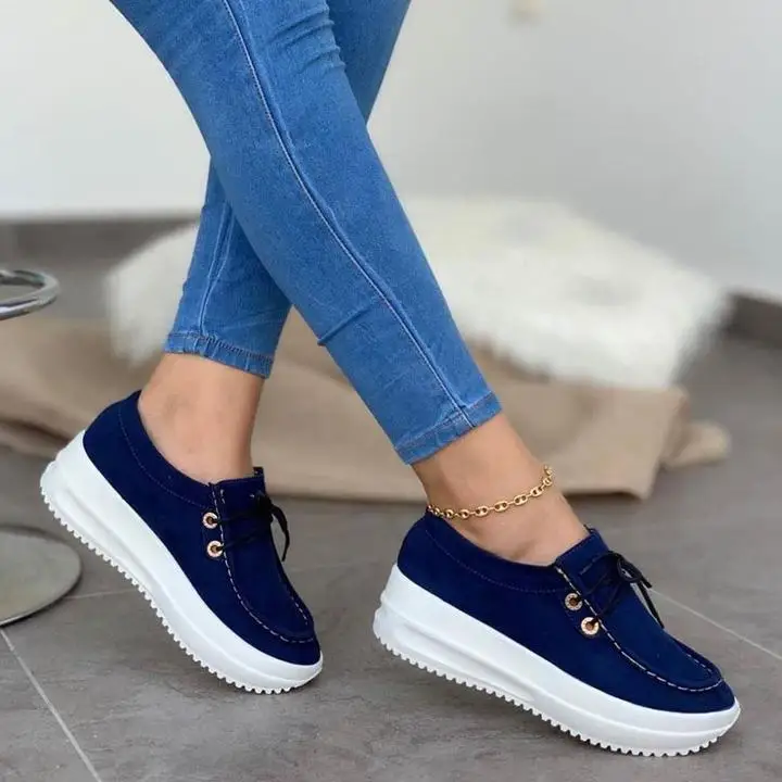

women vulcanized shoes fashion solid lace-up women casual shoes 2020 new platform shoes plus size walking ladies sneakers