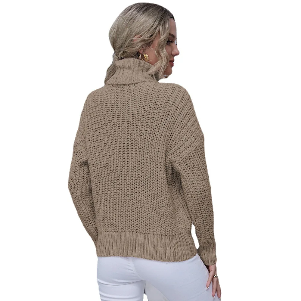 Новый Зимний женский свитер с высоким воротником и помпоном теплый плотный