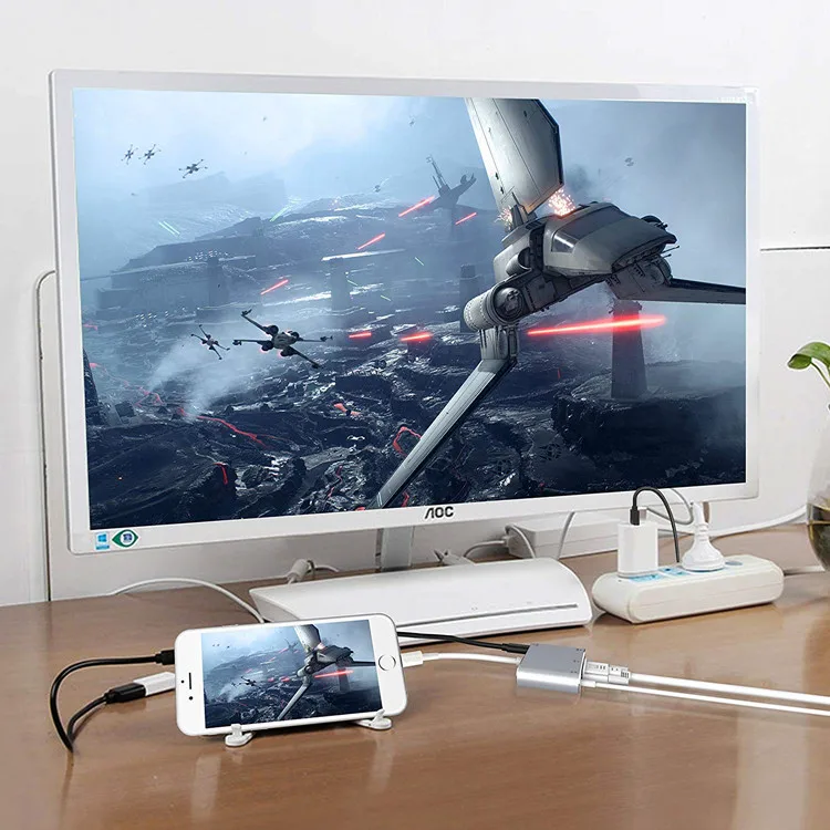 Кабель адаптер lightning/hdmi для цифрового ТВ конвертер vga ipad iphone X 8 ipad|Переходники и