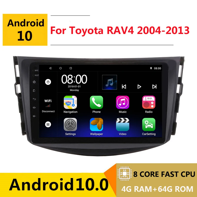 

2 din 8 core android 10 car radio auto stereo for Toyota RAV4 XA30 2004 2006 2011 - 2013 navigation GPS DVD Multimedia Player