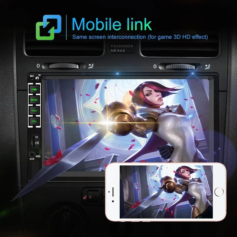 Автомагнитола 7 дюймов стерео с Bluetooth AUX/USB/FM 2 Din MP5 плеер сенсорный