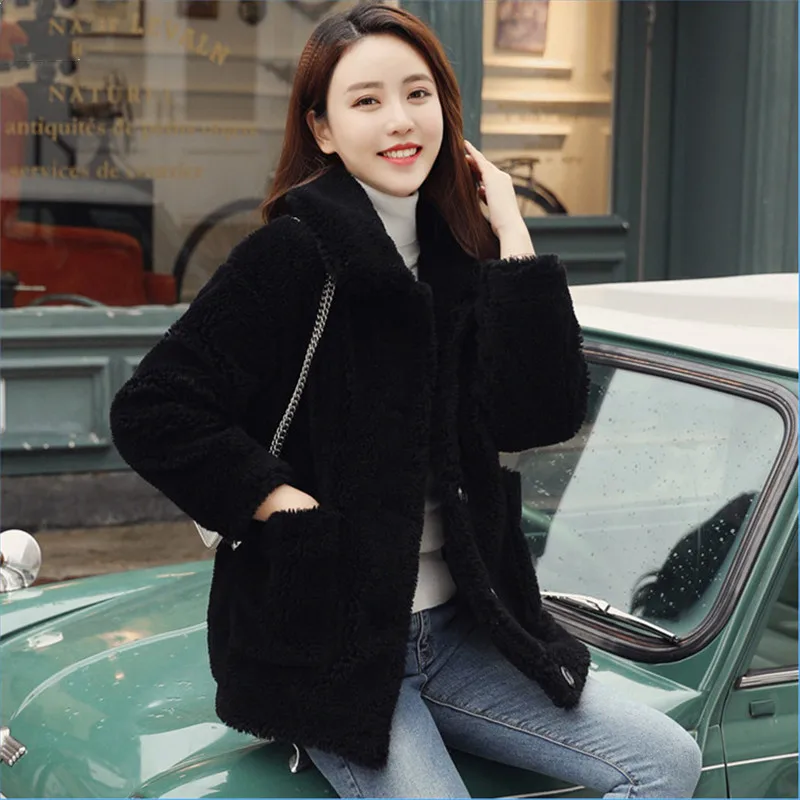 Модное женское пальто из искусственного меха Осень-зима 2019 Толстая теплая куртка