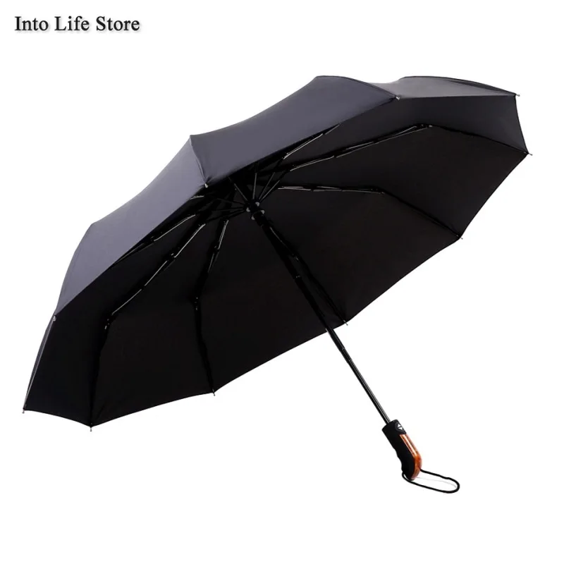 

Three Folding Automatic Beach Umbrella Rain Women Luxury Parasols Ten-Bone Windproof Umbrellas Men Business Gift Ideas UPF50+