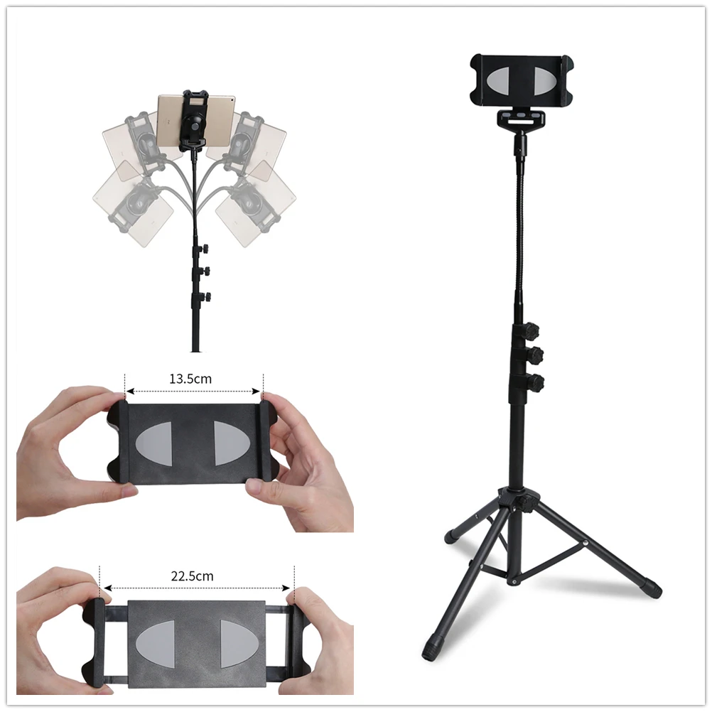

For Ipad Tripod Stand Gooseneck 57-inch Floor Stand for Tablet iPad Floor Stand with 360° Rotating iPad Tripod Mount