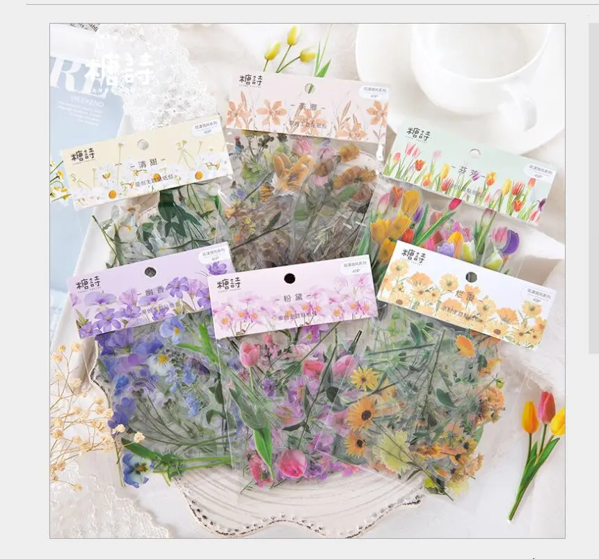 

40pcs/pack fragrance Floral Flower wave breeze branch Sticker DIY Scrapbooking Planner diary Decoration index stickers escolar