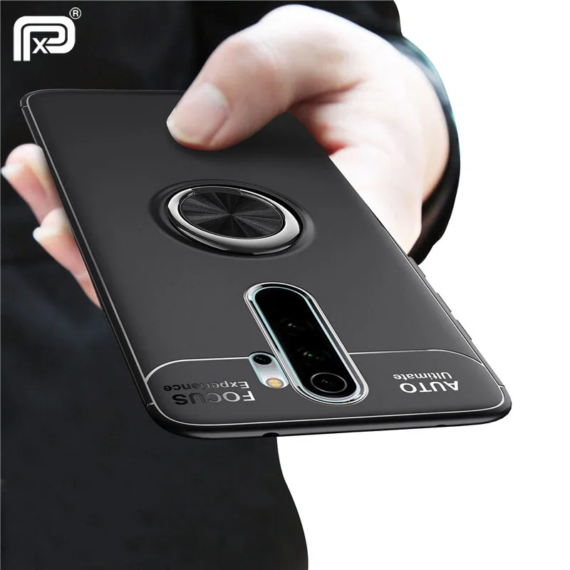 For OPPO A5 2020 Case Soft TPU Silicone Metal Finger Ring Matte Back Cover Shockproof funda |