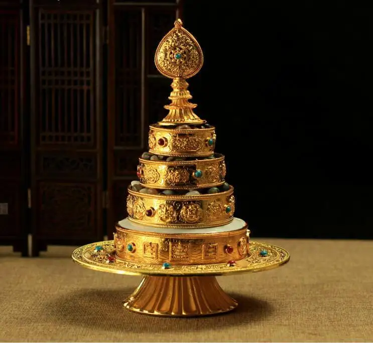 Алтарь тибетского Будды буддистский должен: Золотой Позолоченный Набор