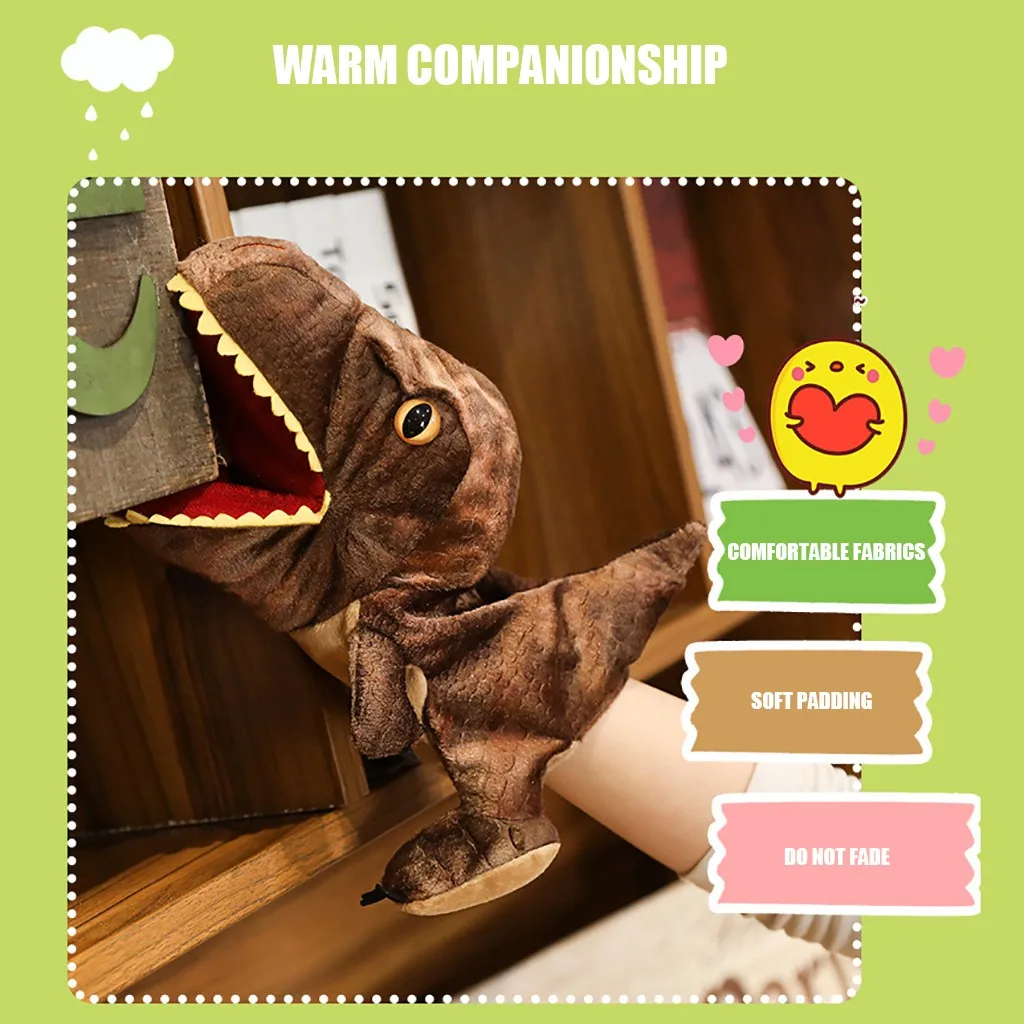 

Plush Dinosaur Hand Puppet Toy Open Movable Mouth for Role Play Gift for Kids Expressions Children Companion
