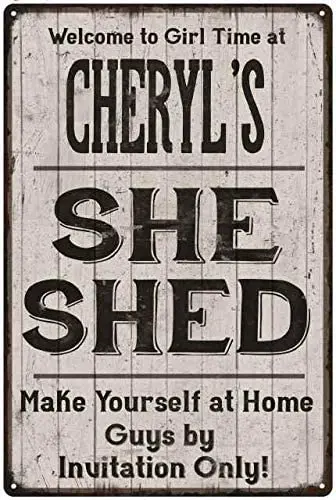 

Signs CHERYL'S She Shed Sign Personalized Lady Cave Gift 8 x 12 High Gloss Metal