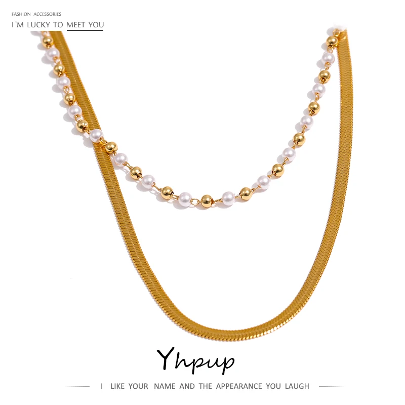 

Цепочка Из Нержавеющей Стали Yhpup 2021, многослойное ожерелье для женщин, модное женское ожерелье из металлического золота в подарок
