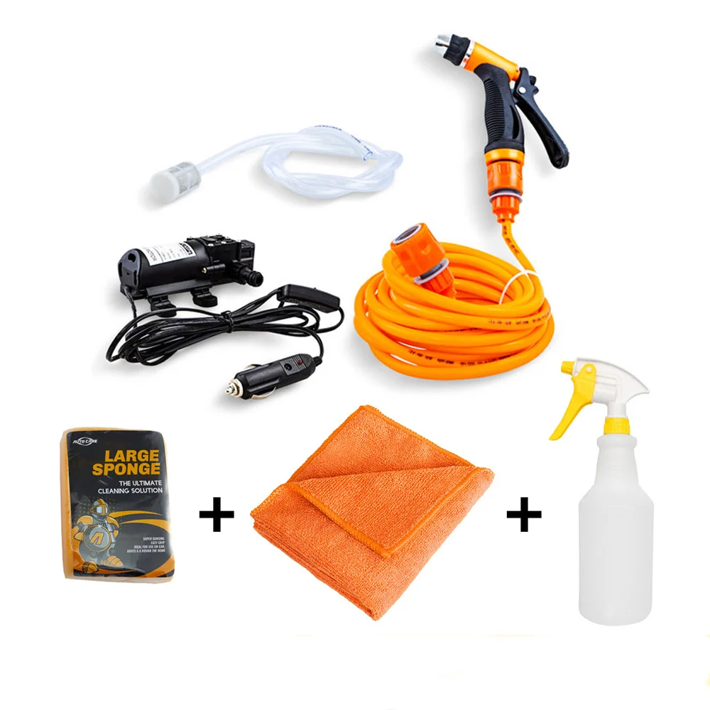 12V Car Washer Kit 12 В автомойка пистолет насос Самовсасывающий высокого давления авто Электрический открытый портативный стиральная машина чистящее устройство для автомойки - Цвет: 12V Car Washer Kit