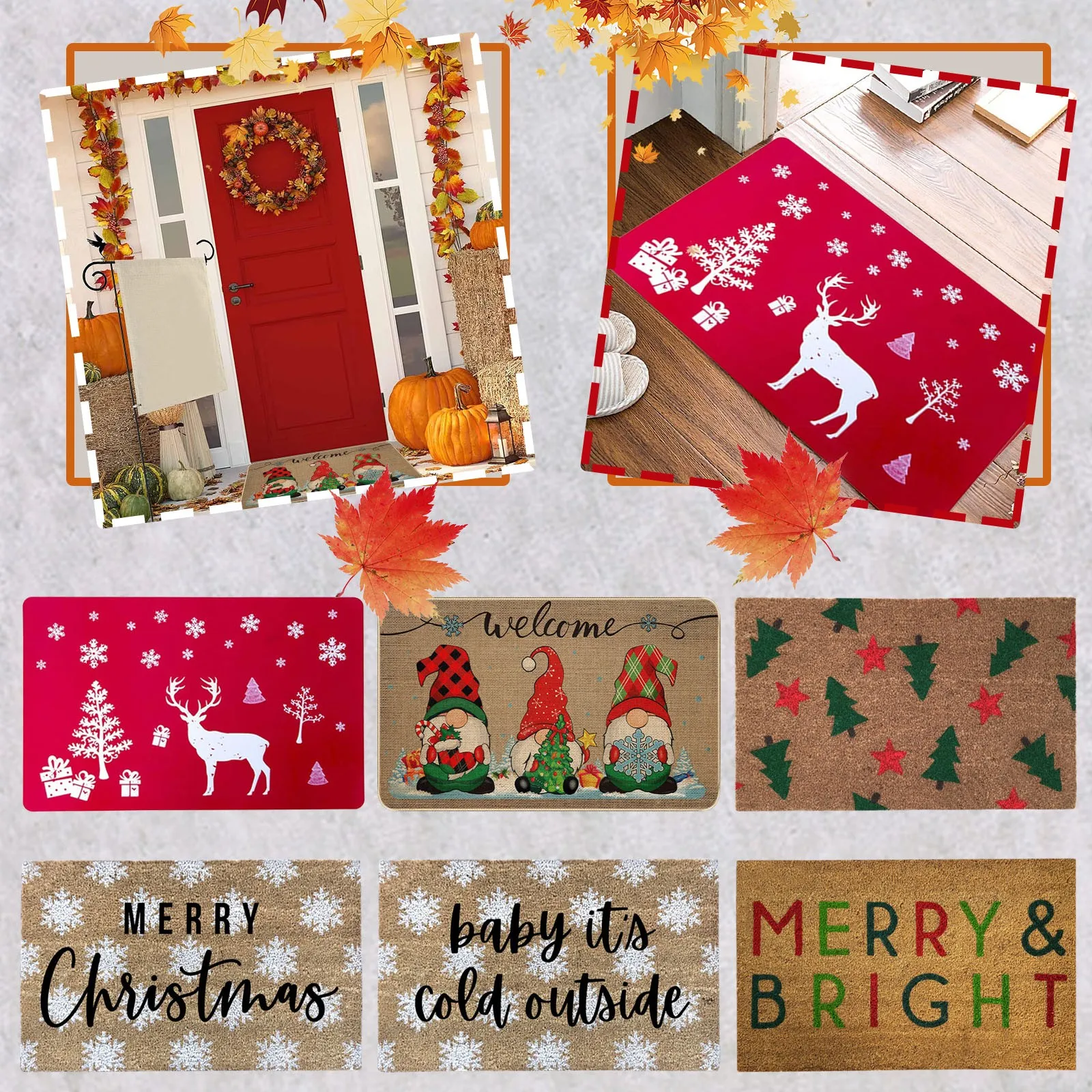 

Рождественский коврик, персонализированное украшение для входной двери, Рождественское украшение для дома, коврик для двери 40x60 см, противо...
