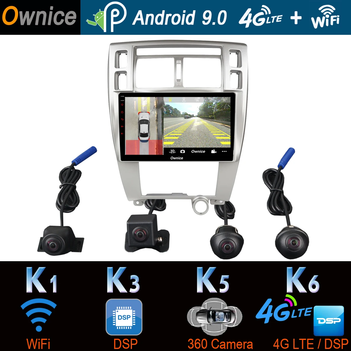 360 ° панорамный Android 9.0 4G + 64G GPS навигация Радио CarPlay SPDIF DSP автомобильный