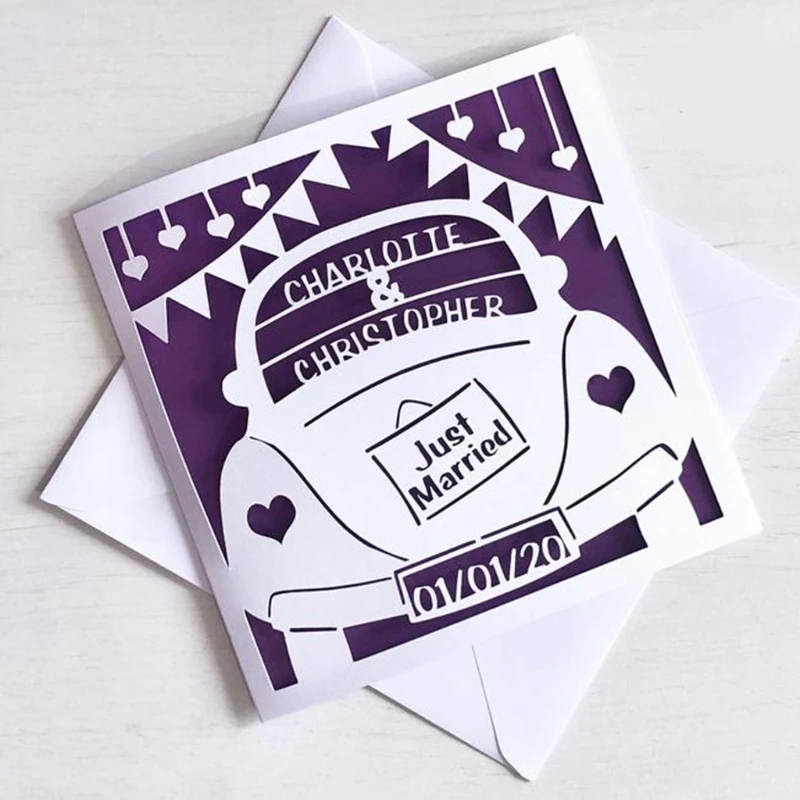 

Just Married Metal Cutting Dies Stencil Scrapbooking DIY Album Stamp Paper Card E8BD