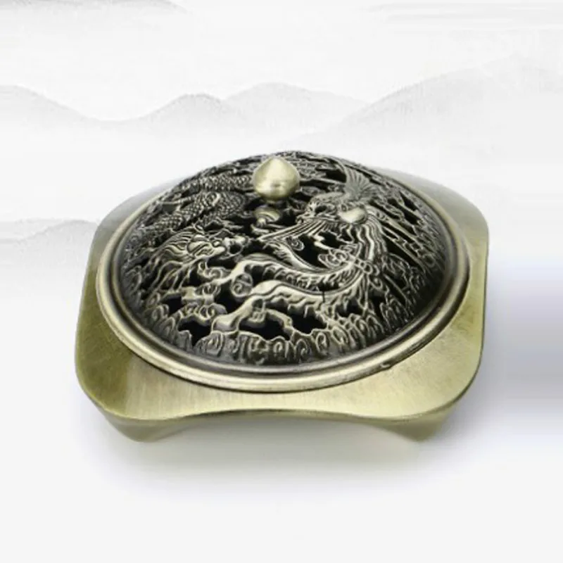 Y 4 часа медный сплав катушка благовония горелка дракон феникс дизайн домашний