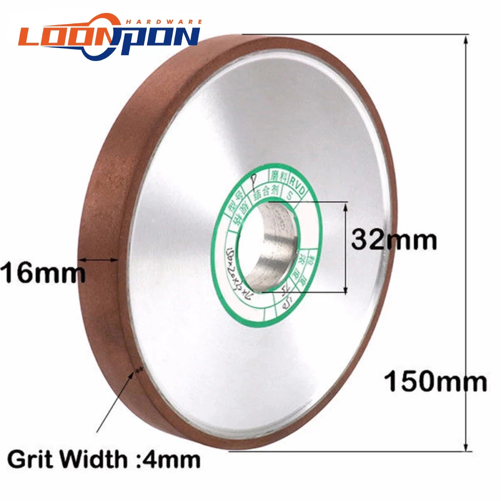 

150mm x 16mm parallel Diamond Grinding Wheel Grinding Circle for Tungsten Steel Milling Cutter Tool Grit 80-400