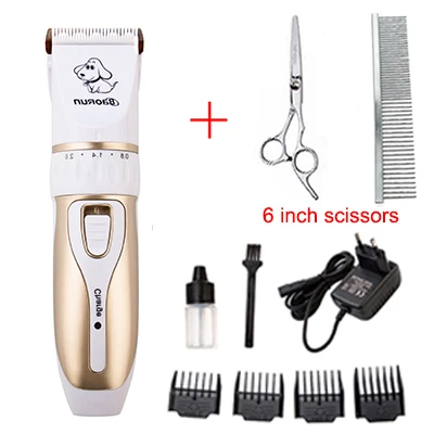 white add scissors Электрические триммеры для домашних собак, профессиональные машинки для стрижки волос, аккумуляторные бритвы для кошек, машинка для стрижки собак, инструмент для ухода за волосами, EU - Цвет: white add scissors