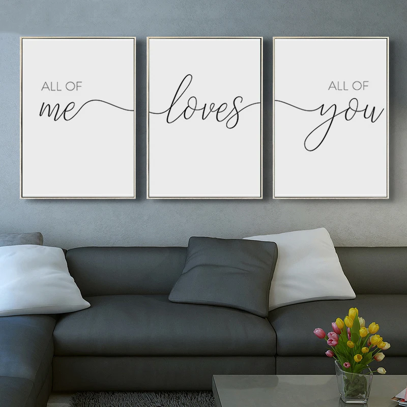 

Black And White Love Phrase Canvas Painting Posters And Prints Wall Art Letters Poster Fresh Minimalist Picture Home Decoration