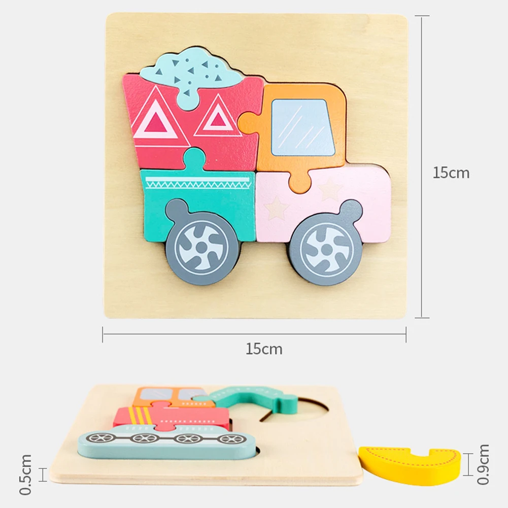 

Baby Cartoon Wooden Puzzle Toys Animal Car Cognition 3D Jigsaw Toys for Kids Intelligence Early Learning Educational Toy