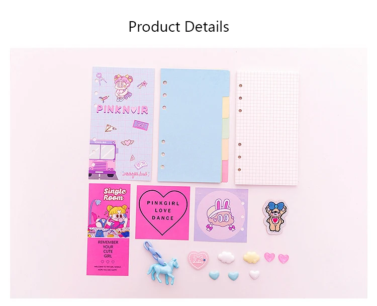 18 шт./компл. Kawaii Единорог ежедневнике Розовый ПВХ прозрачный Тетрадь Kawaii Наклейки на ручку Подарочная коробка для девочек дневник