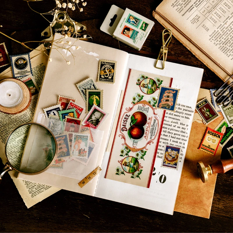 46 pcs/box Vintage Antique old stamps Bullet Journal Decorative Washi Stickers Scrapbooking Stick Label Diary Album | Дом и сад