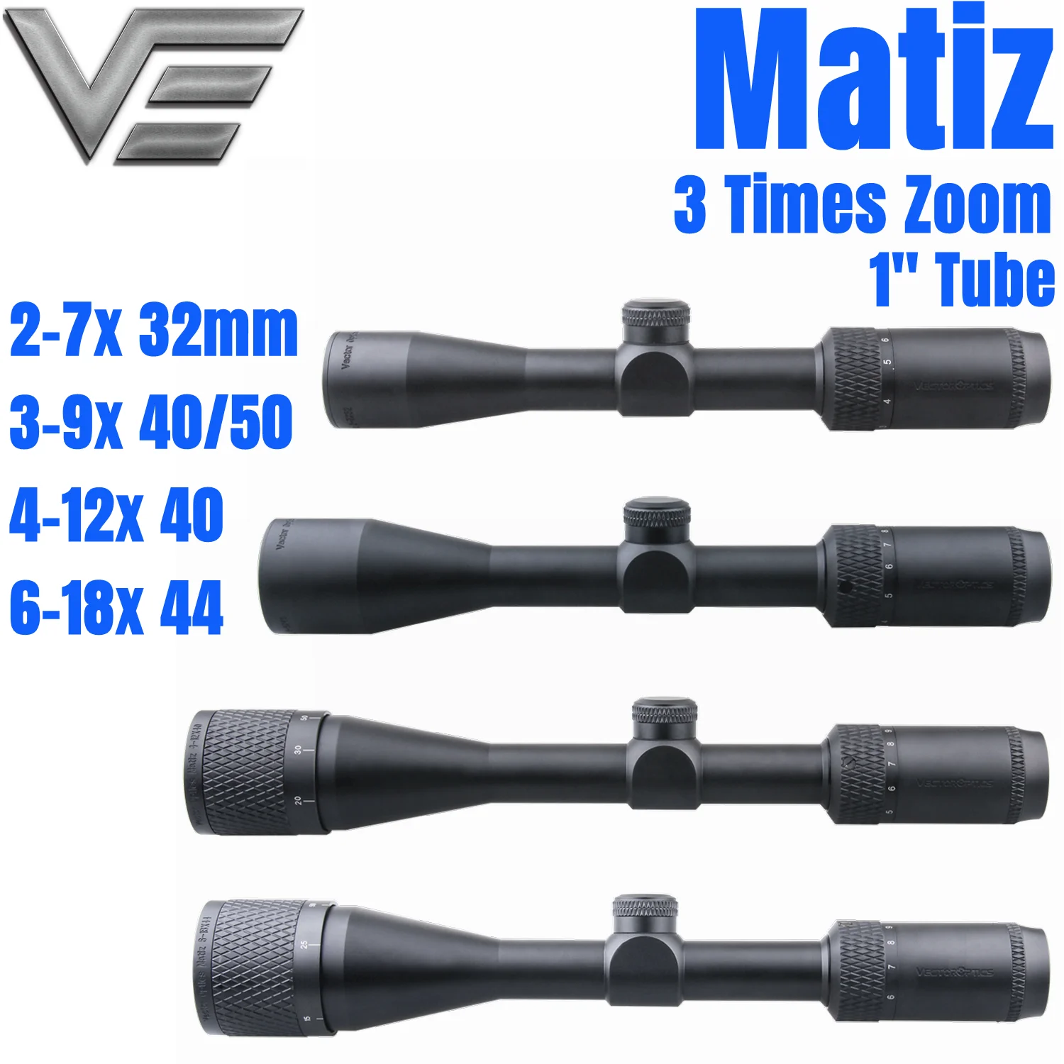Оптический прицел Vector Optics Matiz 1 дюйм 2 7x32 3 9x40 4 12x40 6 18x44 AO 1/4 MOA Vamint для стрельбы