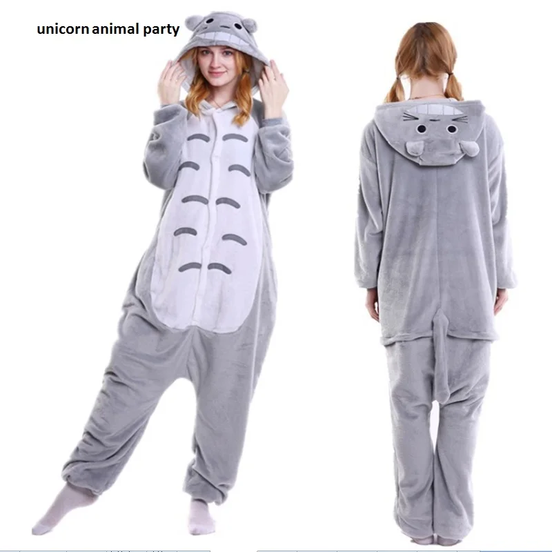 Кигуруми зимние Аниме пижамы комбинезоны для взрослых животных Тоторо Косплей